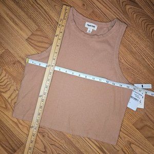 NWT Open Edit by Nordstrom Ribbed Knit Organic Cotton Ribbed Tank in Tan Mocha L